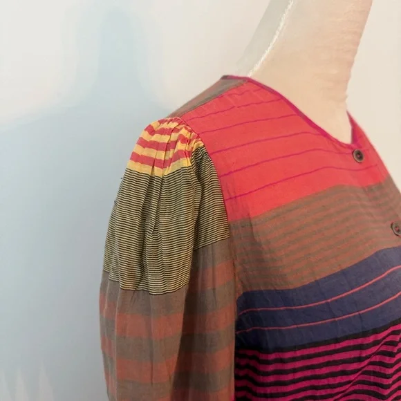 ✨ GORMAN Australian Striped Cotton Silk Button Front Blouse Size 10 ✨ - Picture 2 of 13